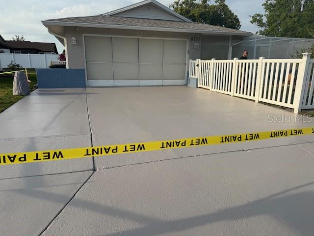 Freshly painted driveway.