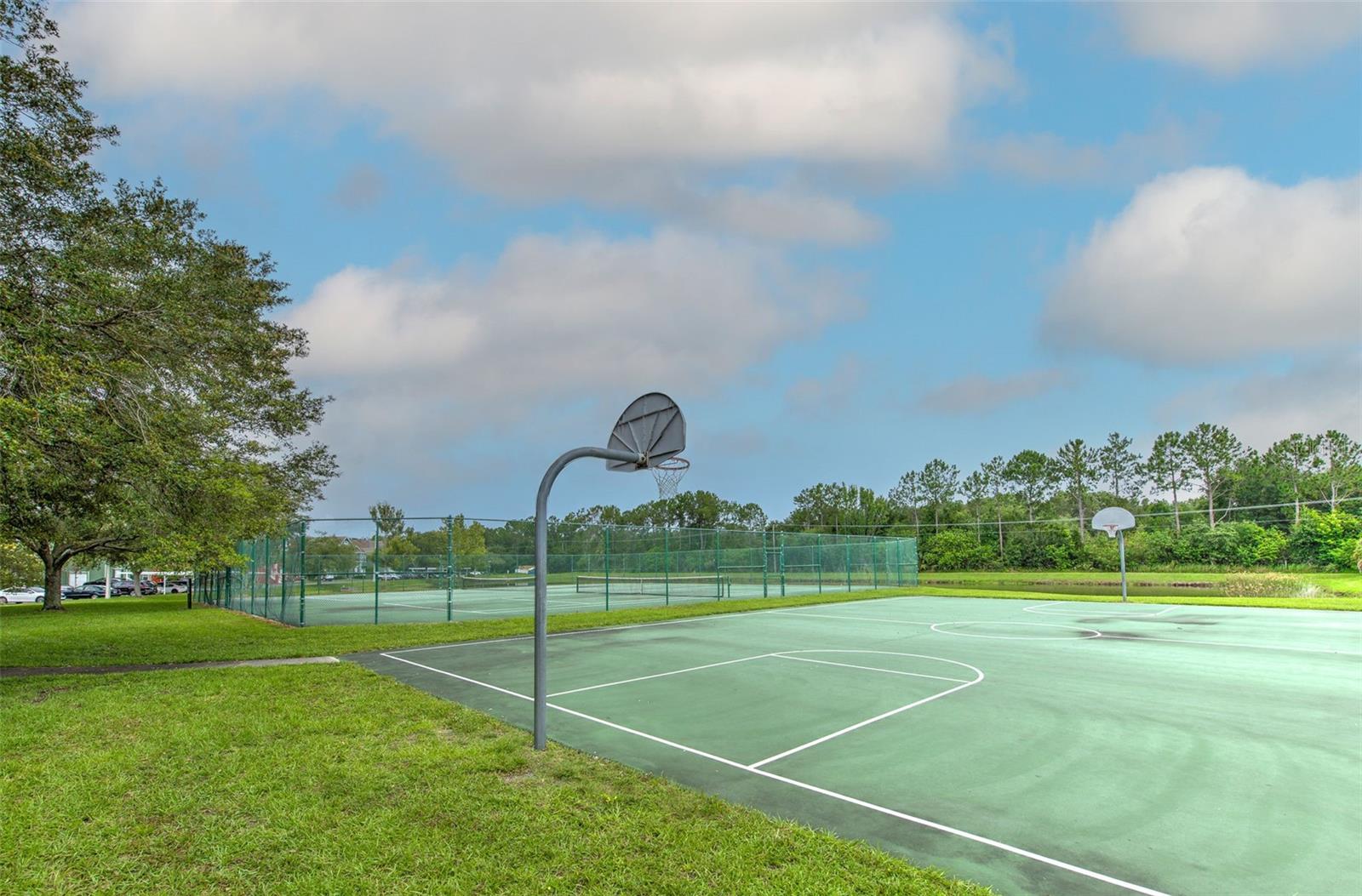 community tennis  and basket ball court