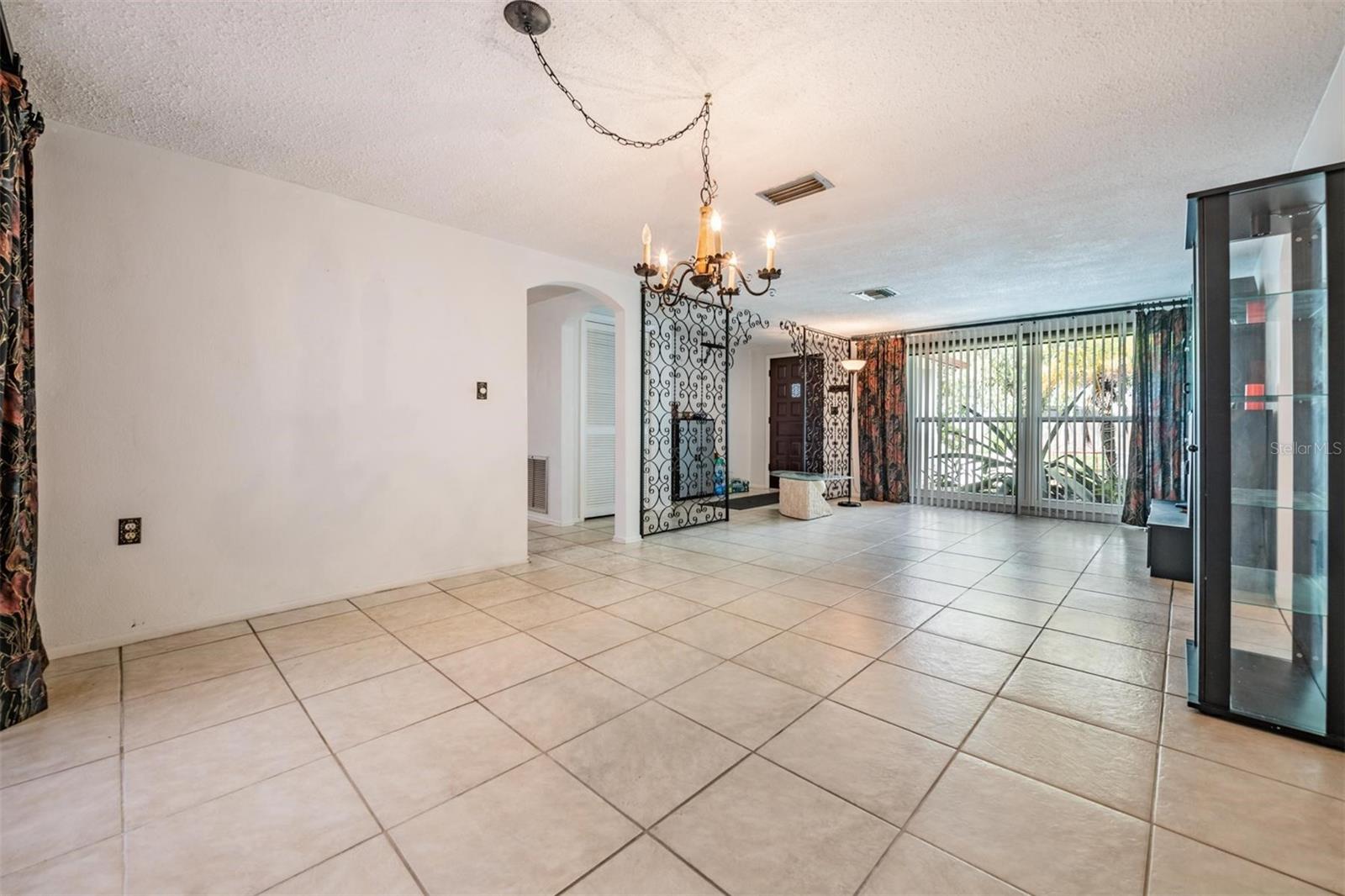 Living room view to front door