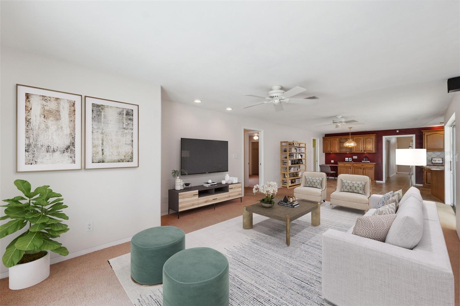 Virtual staged family room