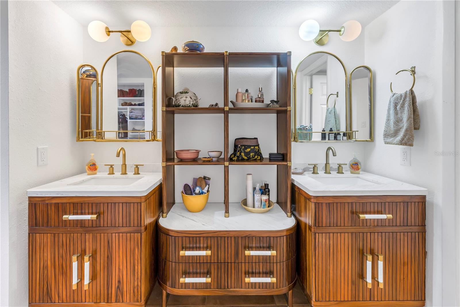 Primary en suite bath, Anthropologie vanities and fixutures