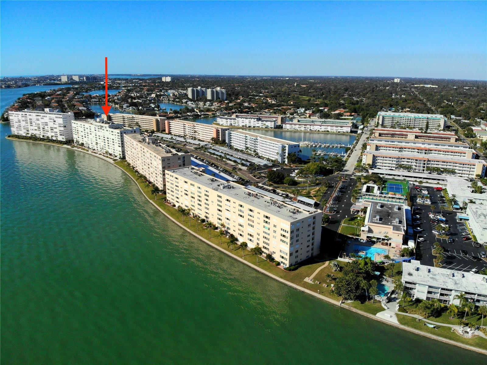 Town Shores Aerial Photograph Showing the Windsor Building Exterior.