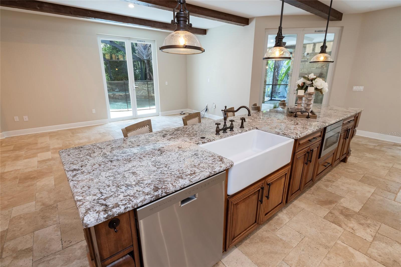 Oversized island with granite