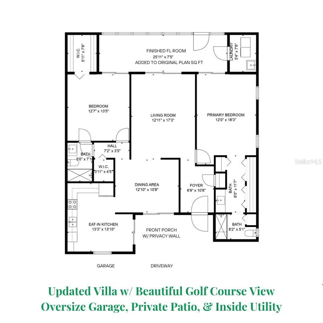 Floor Plan Review, at 1489 sq ft, this is one of the larger villas in Highland Lakes~