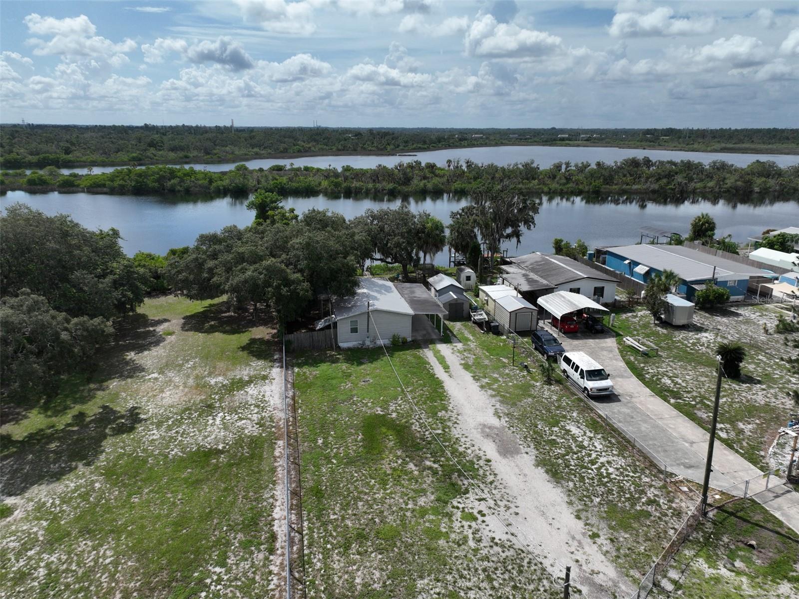 Over house looking at river