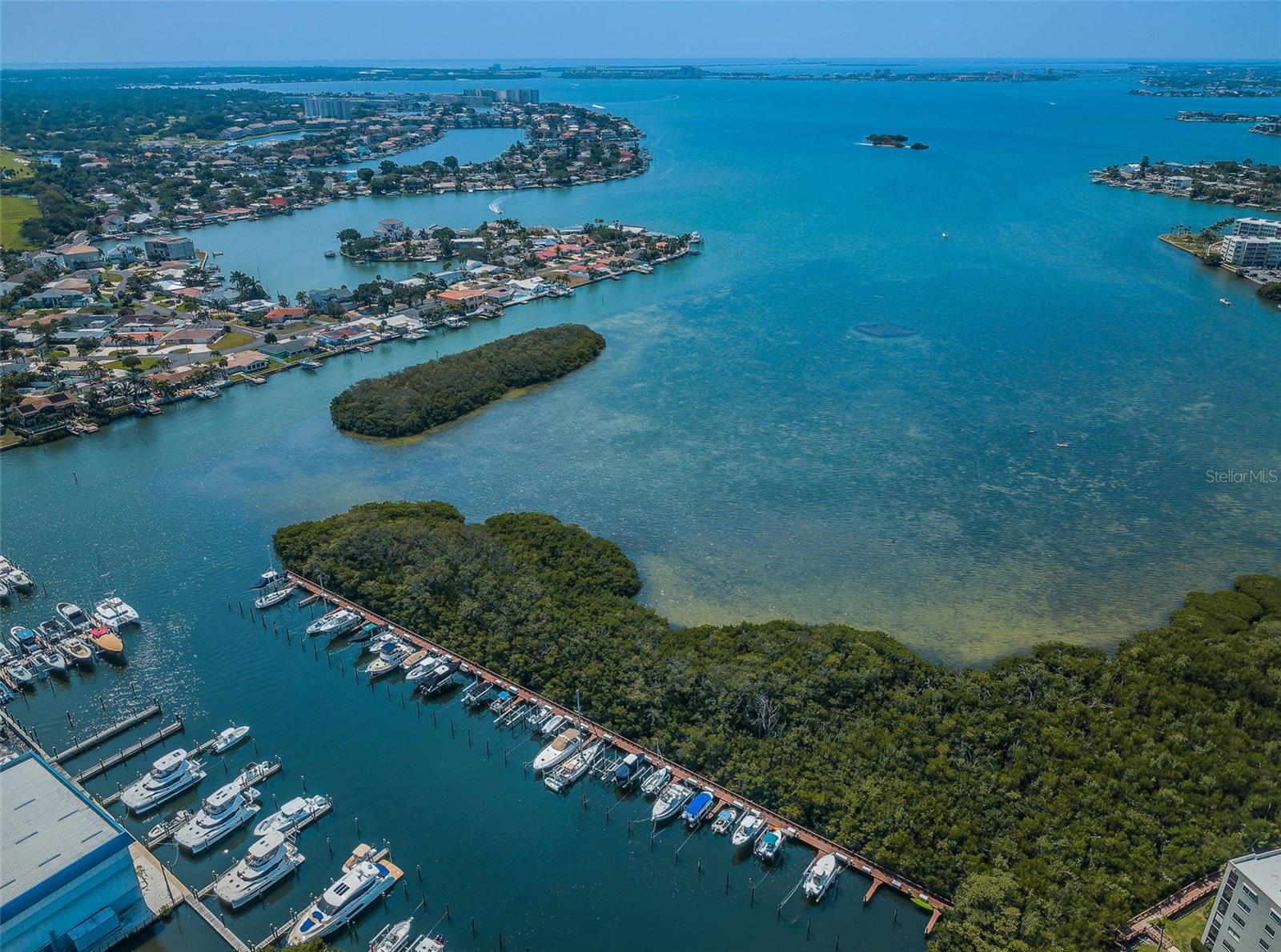 aerial view of marina