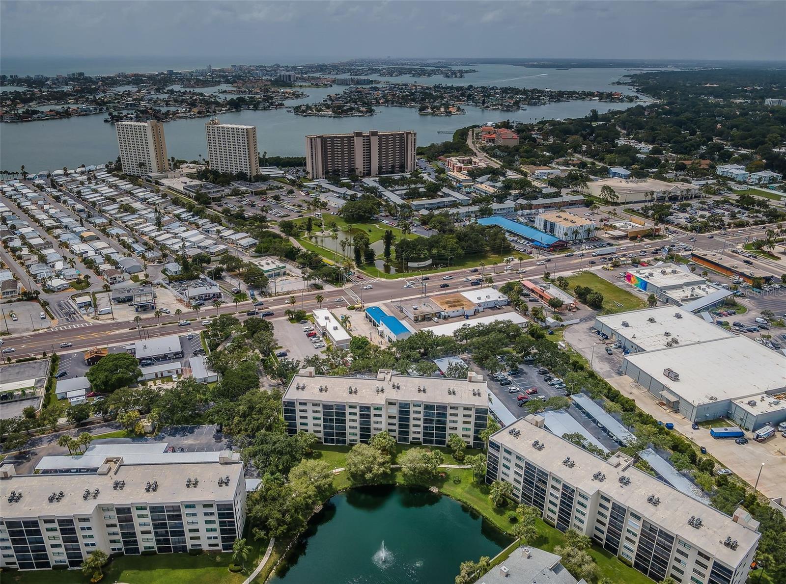 aerial view of complex and marina