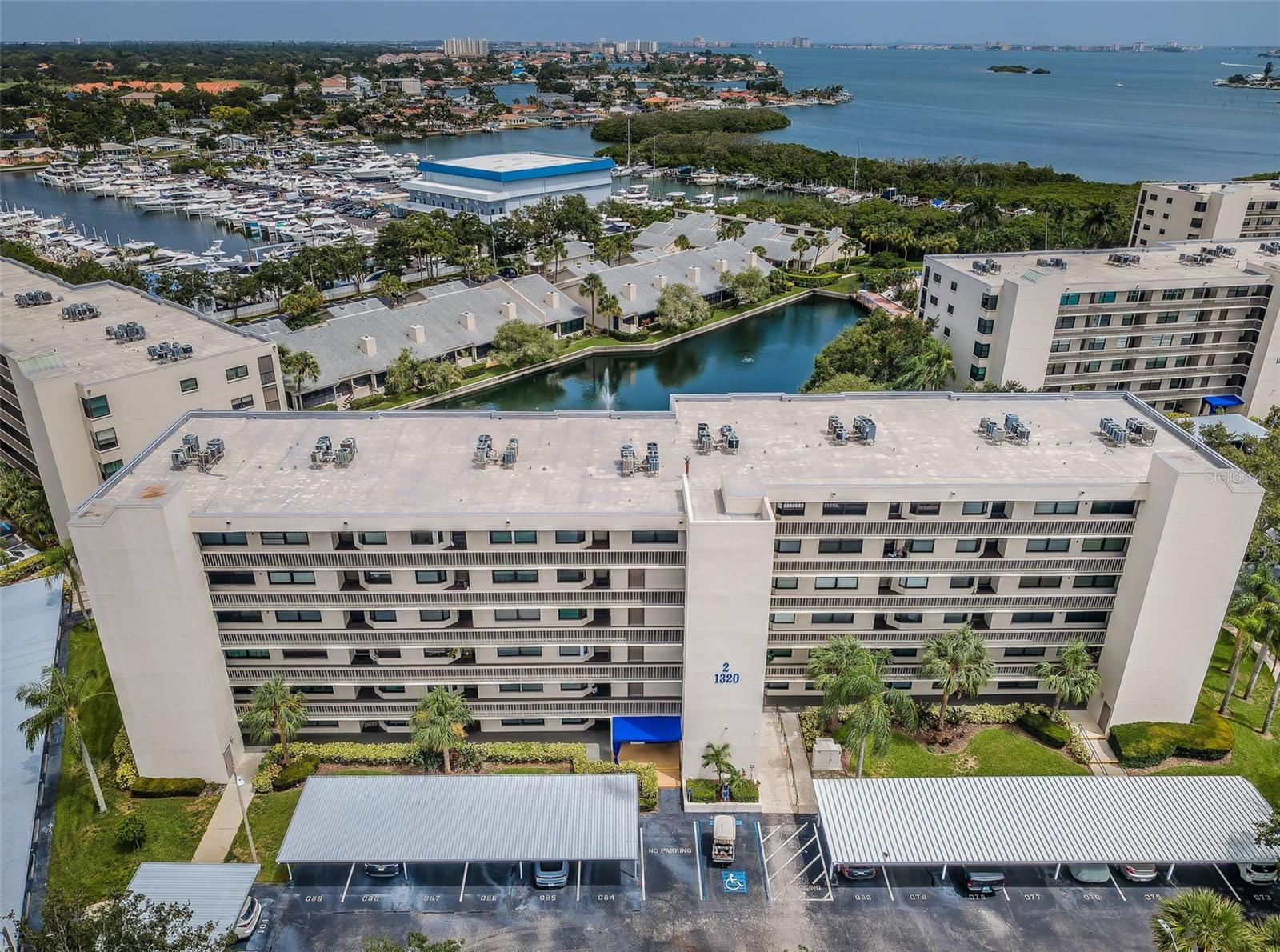 aerial view of front of building