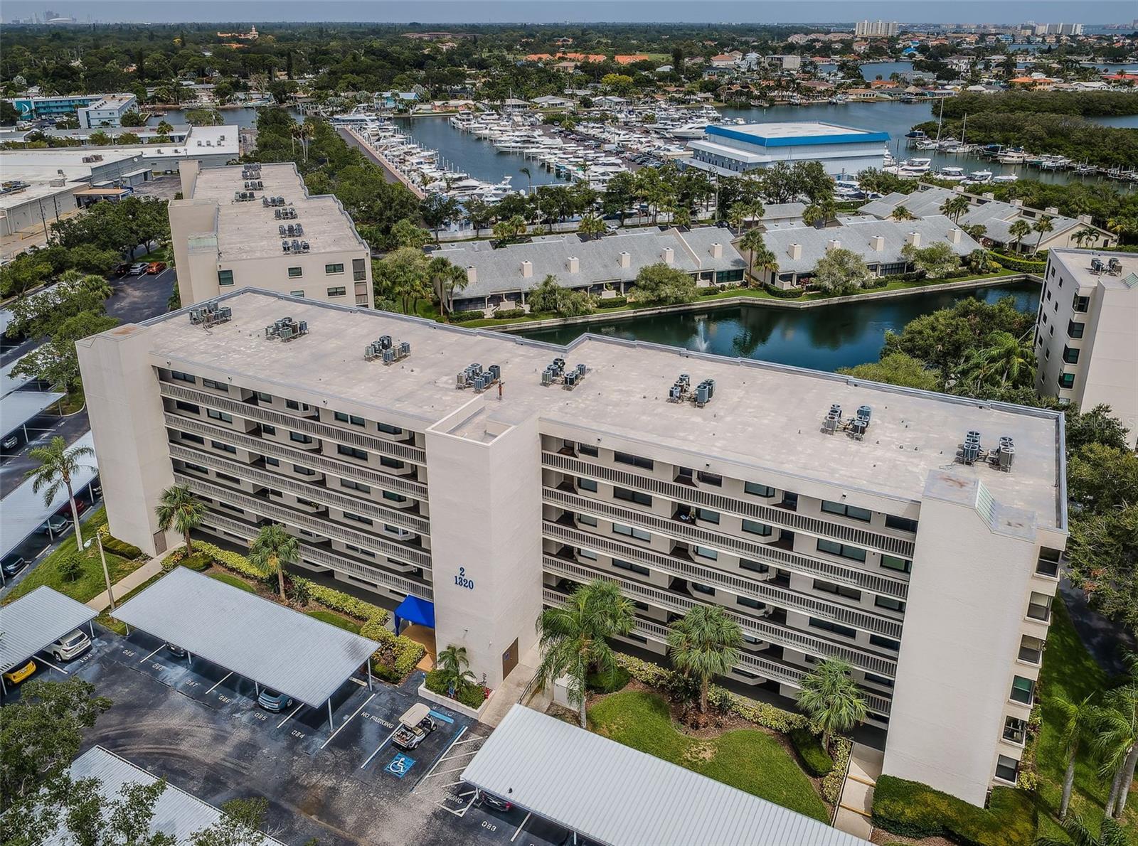 aerial view of front of building