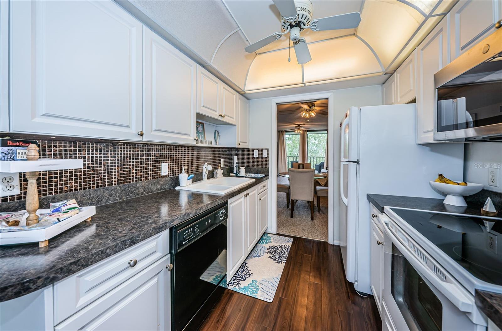 Kitchen overlooking Dining/living room