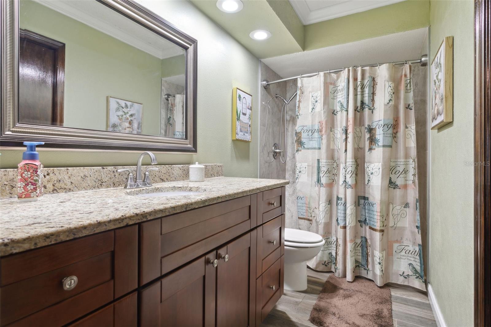 Primary Bath with Walk in Shower and Granite Counter tops/