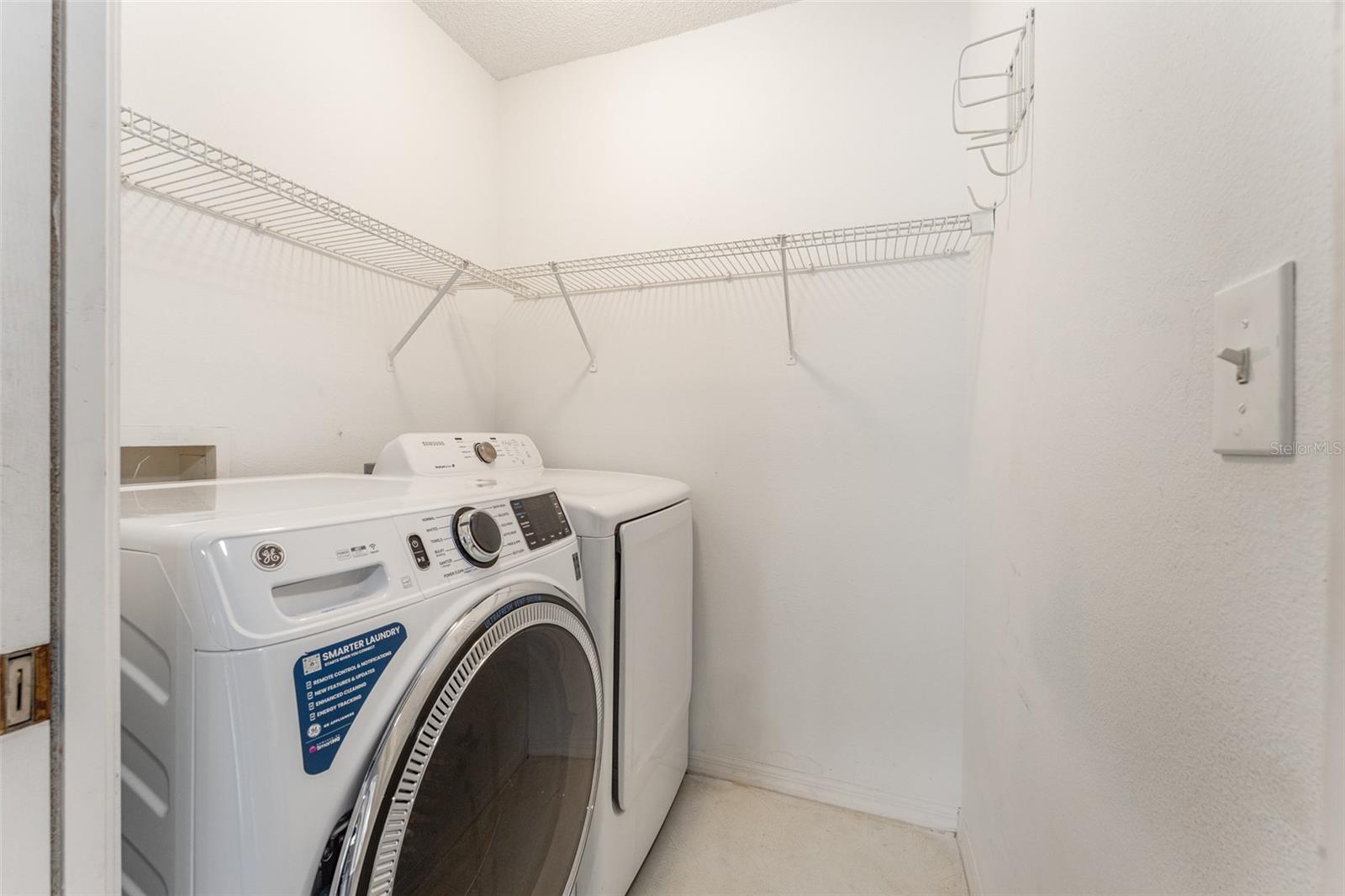 Upstairs Laundry Room with Open Shelving