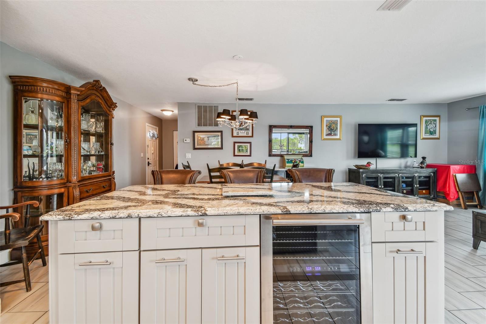 wine fridge and breakfast bar