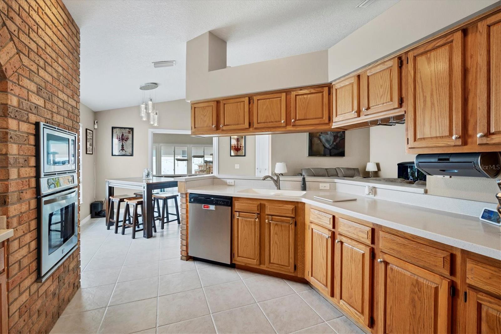 Dining area just off the kitchen offers a view to the TV or backyard!