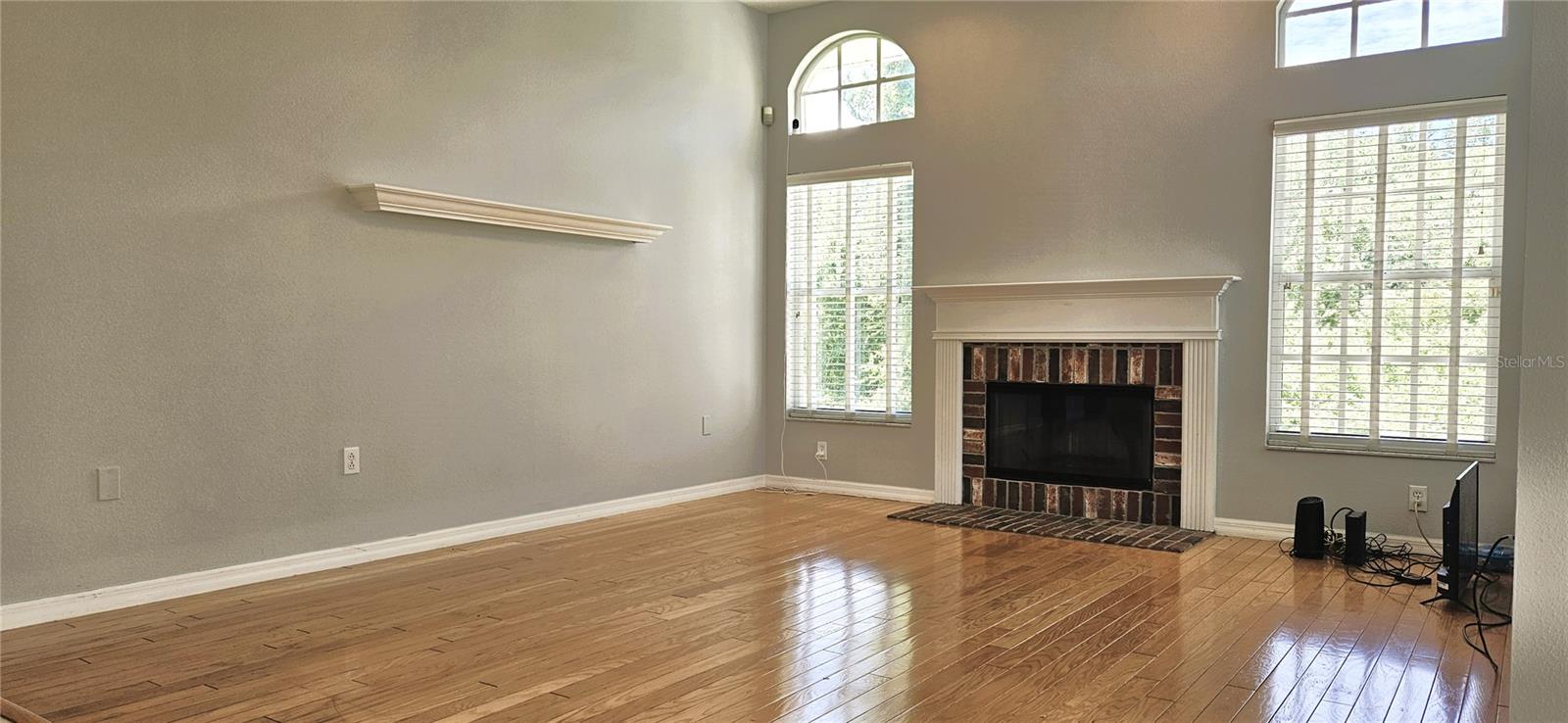 Wood burning fireplace in the great room