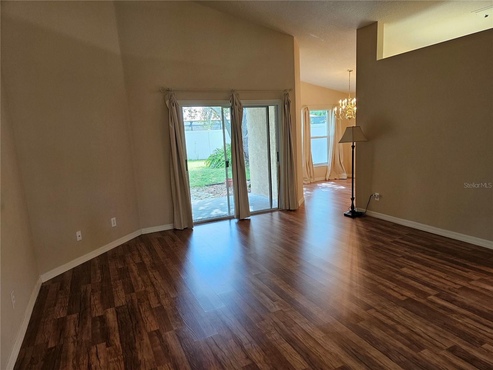 Livingroom facing towards sliding glass doors