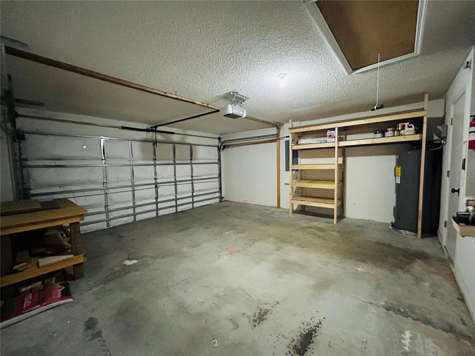 Garage with shelving