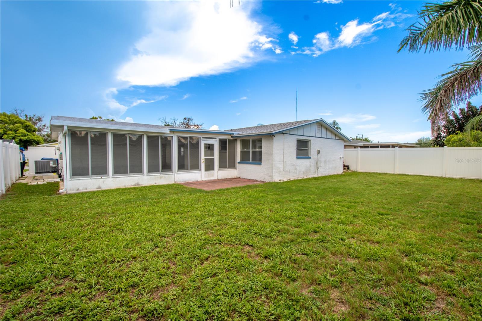 Private, vinyl, fenced in backyard.