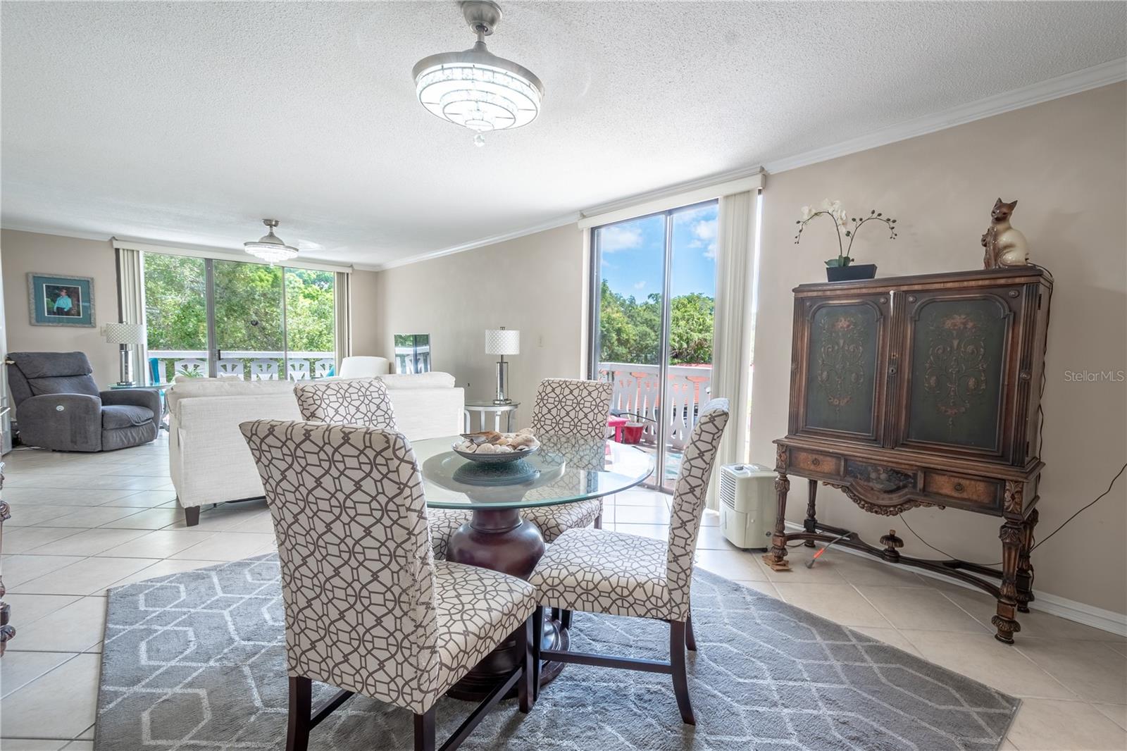 The dining room seamlessly integrates with the living room for effortless entertaining.