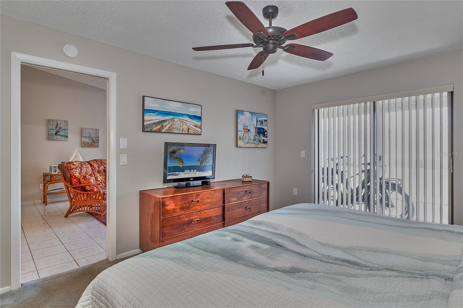 Primary Bedroom with view to Living Room