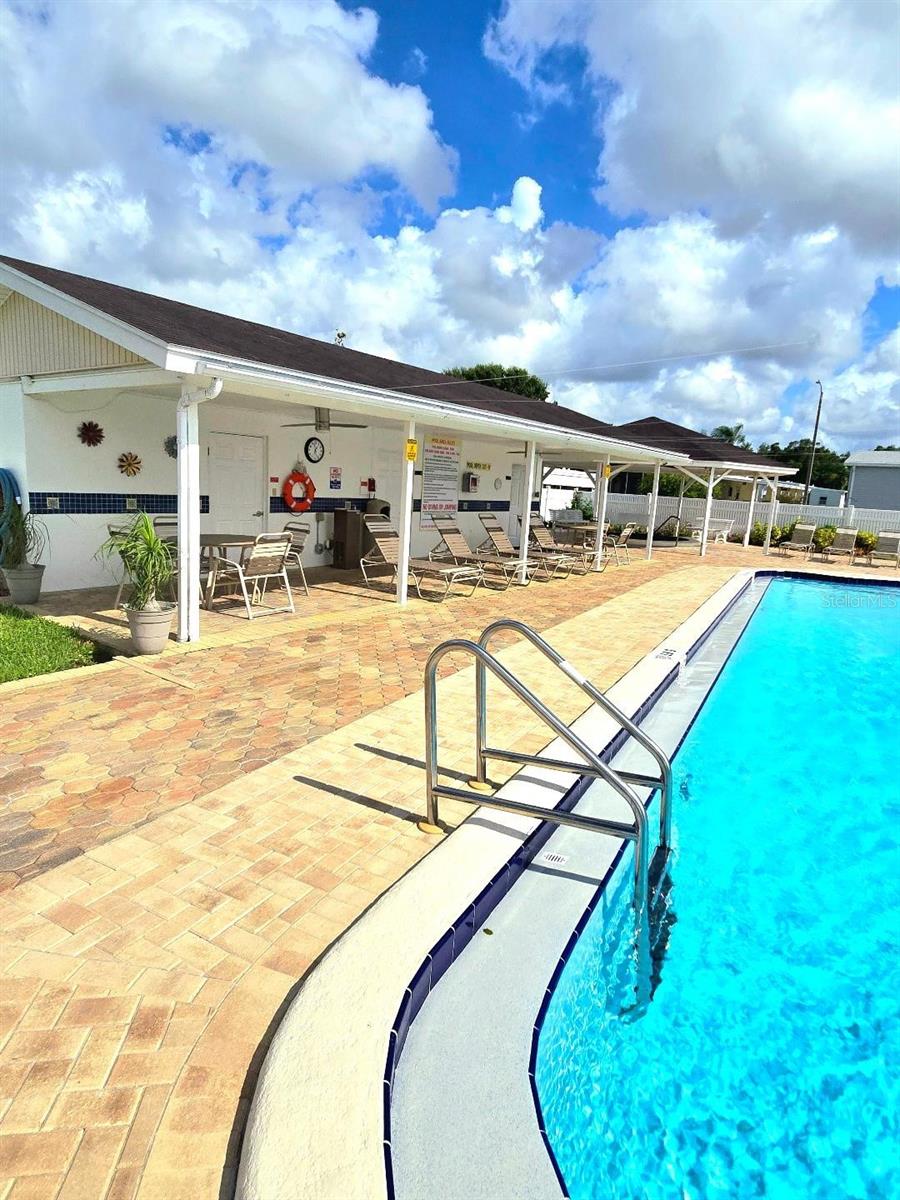 Pool #2 Sitting area and Restrooms