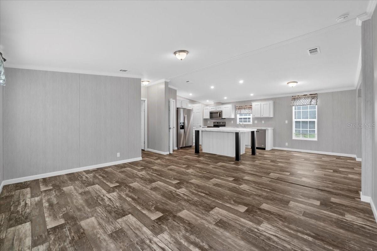 Living Room w/ view of Kitchen & Dinette