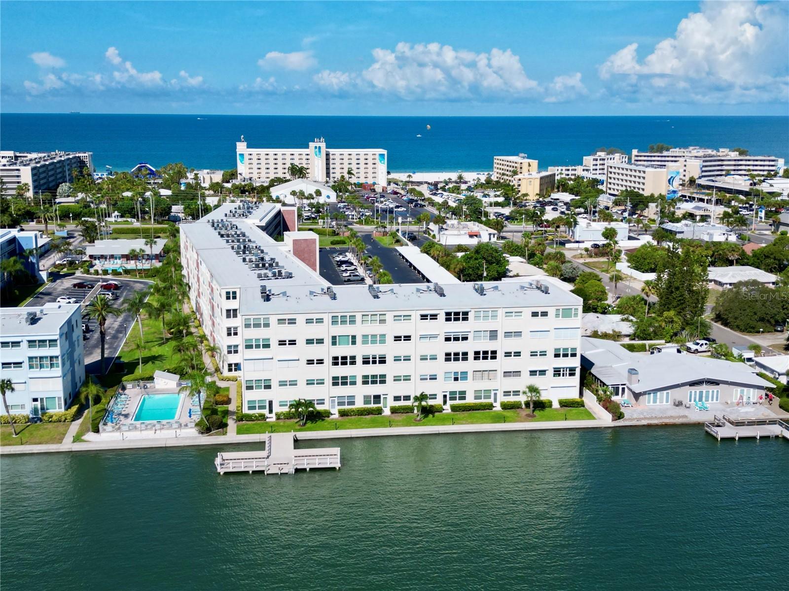 View from the inter coastal across Gulf Blvd to the beach and the Gulf of Mexico