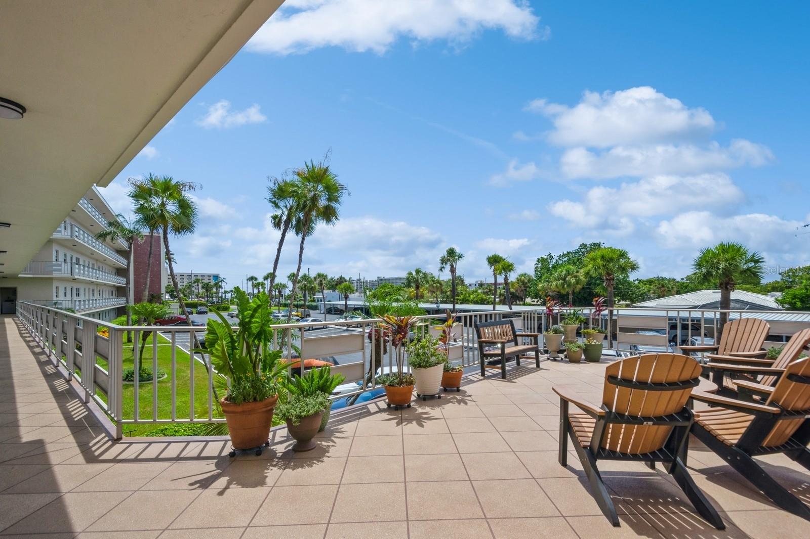 Second floor terrace great for feeling the cool ocean breeze while enjoying the sunny St. Pete Beach weather