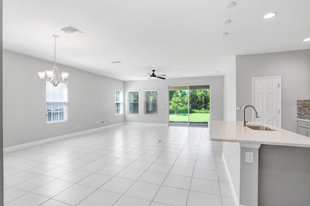 Living room with view to back yard