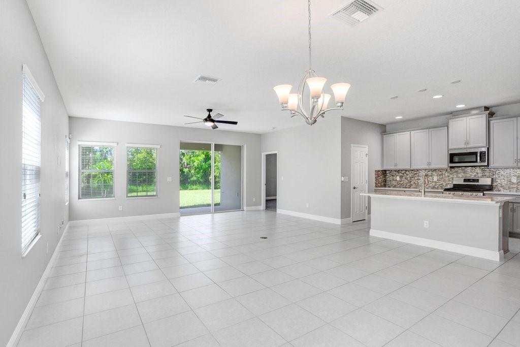 Living room with view to back yard