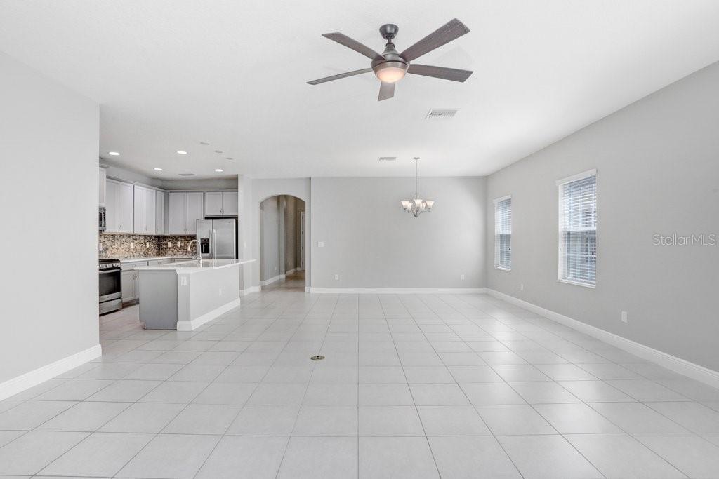 Living room with view to back yard