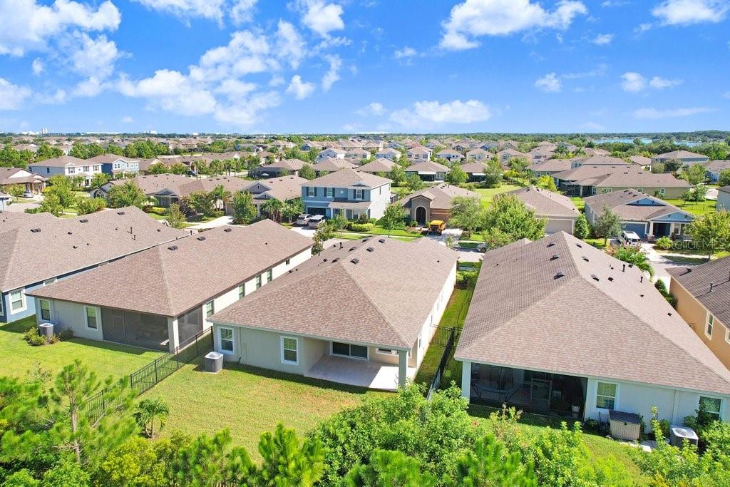 Ariel view of rear of home