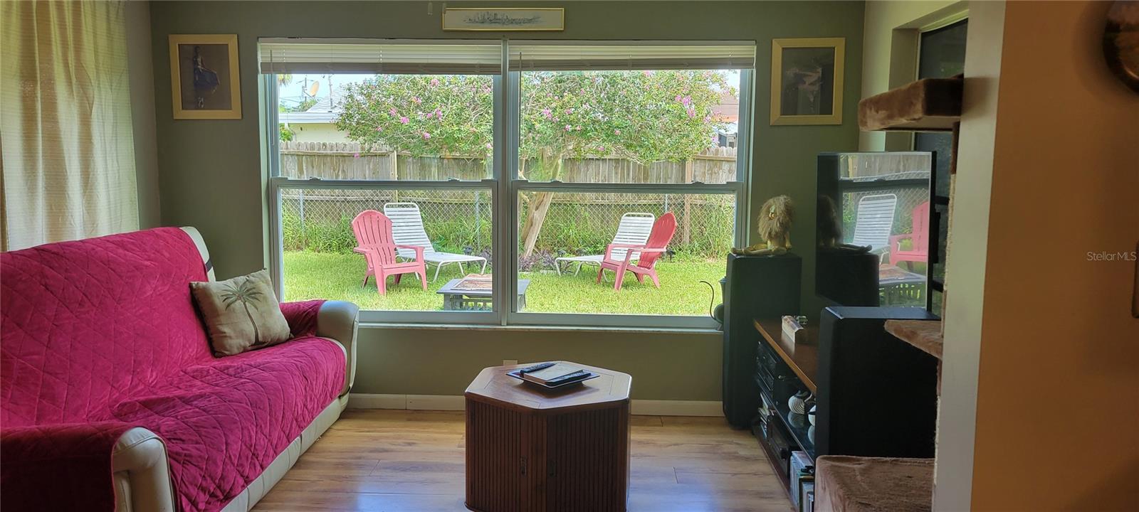 Family room with view to the back yard