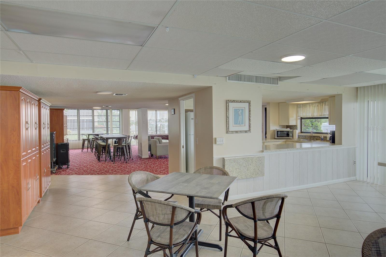 Clubhouse is right down the hall and off the pool.