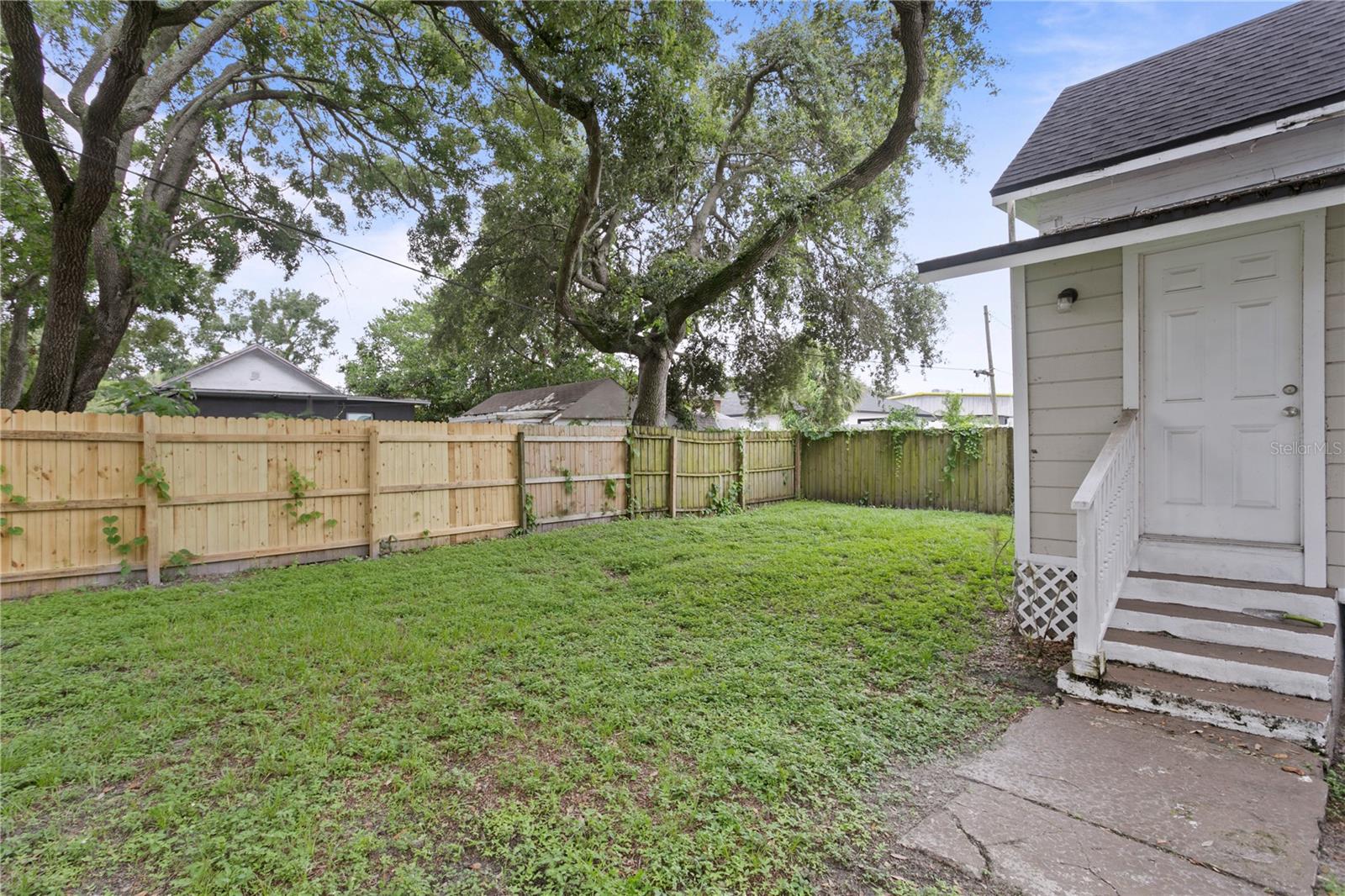 Fully fenced in backyard