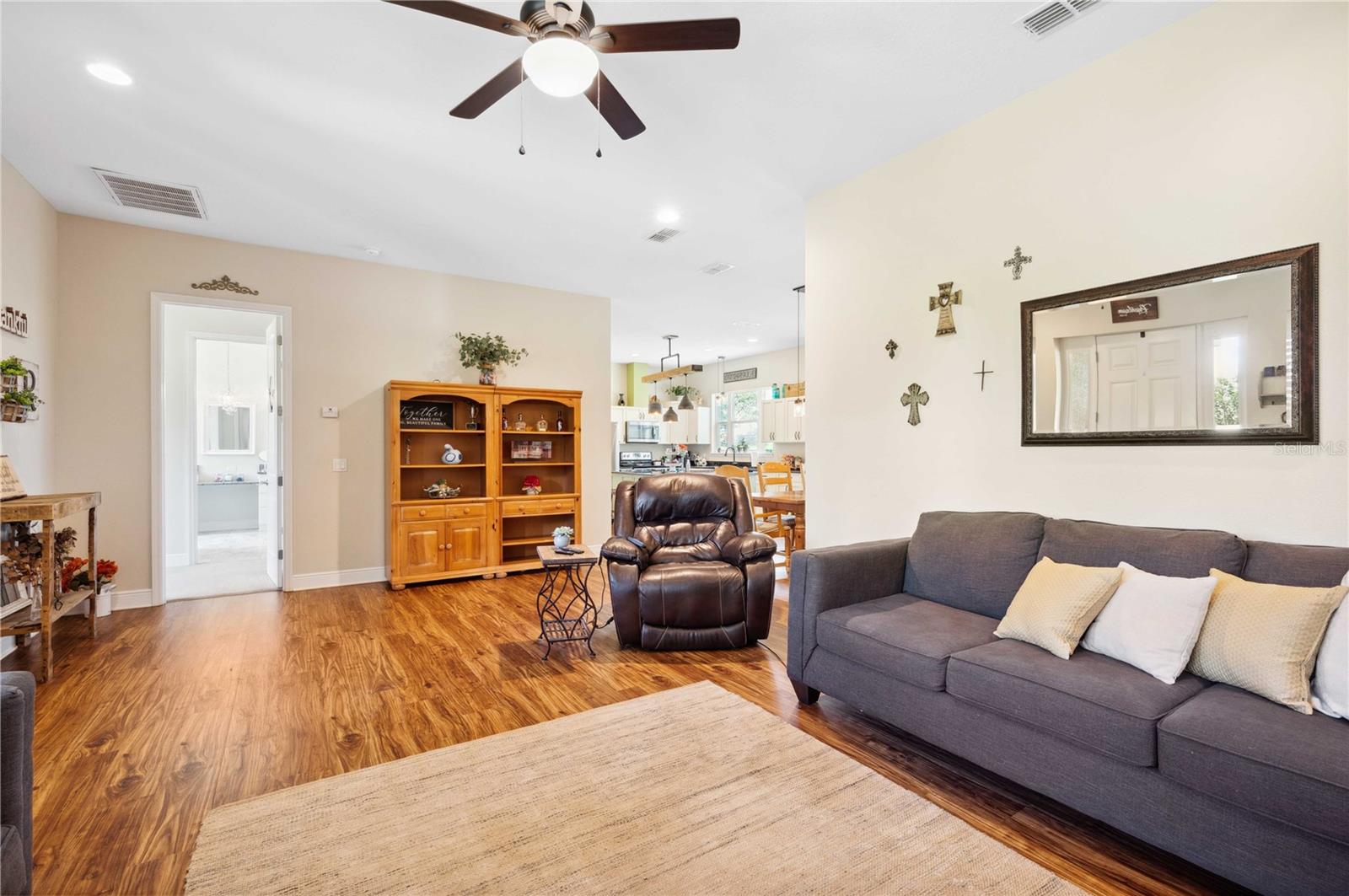 Great Room with wood burning fireplace