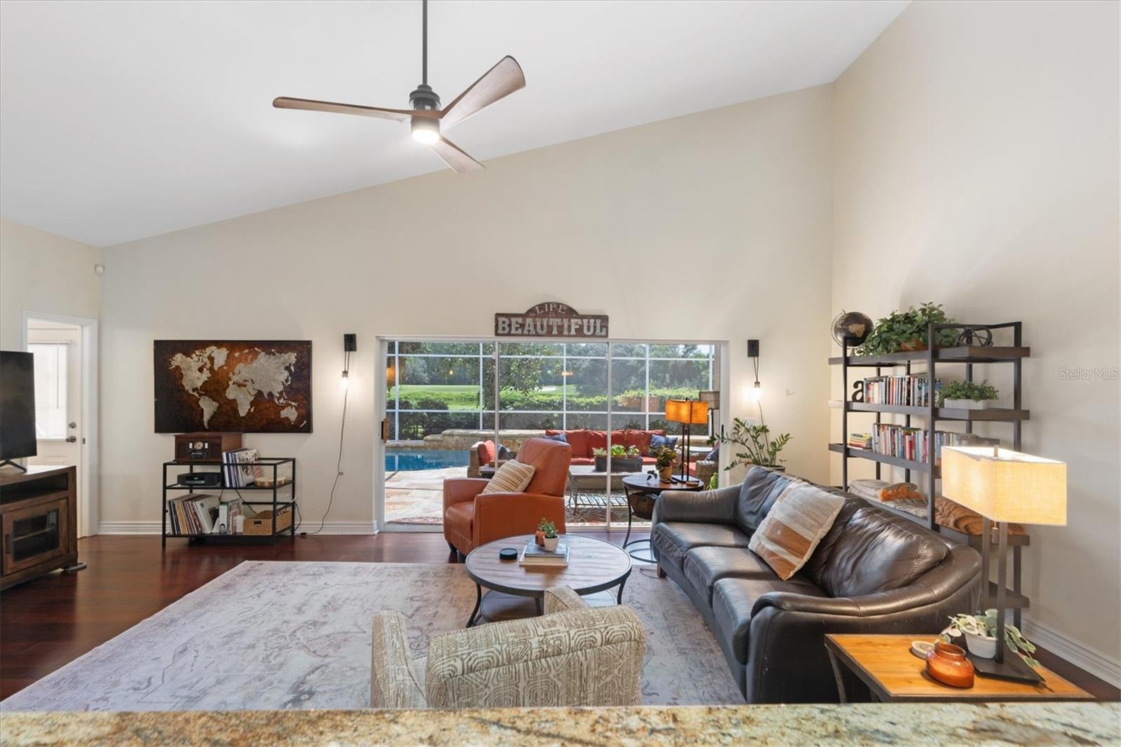 Spacious Family Room Leads to Pool / Patio