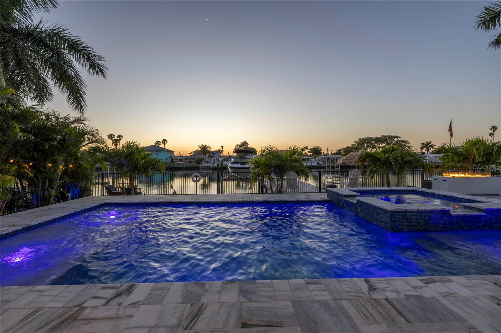 Pool lights up in an array of different colors