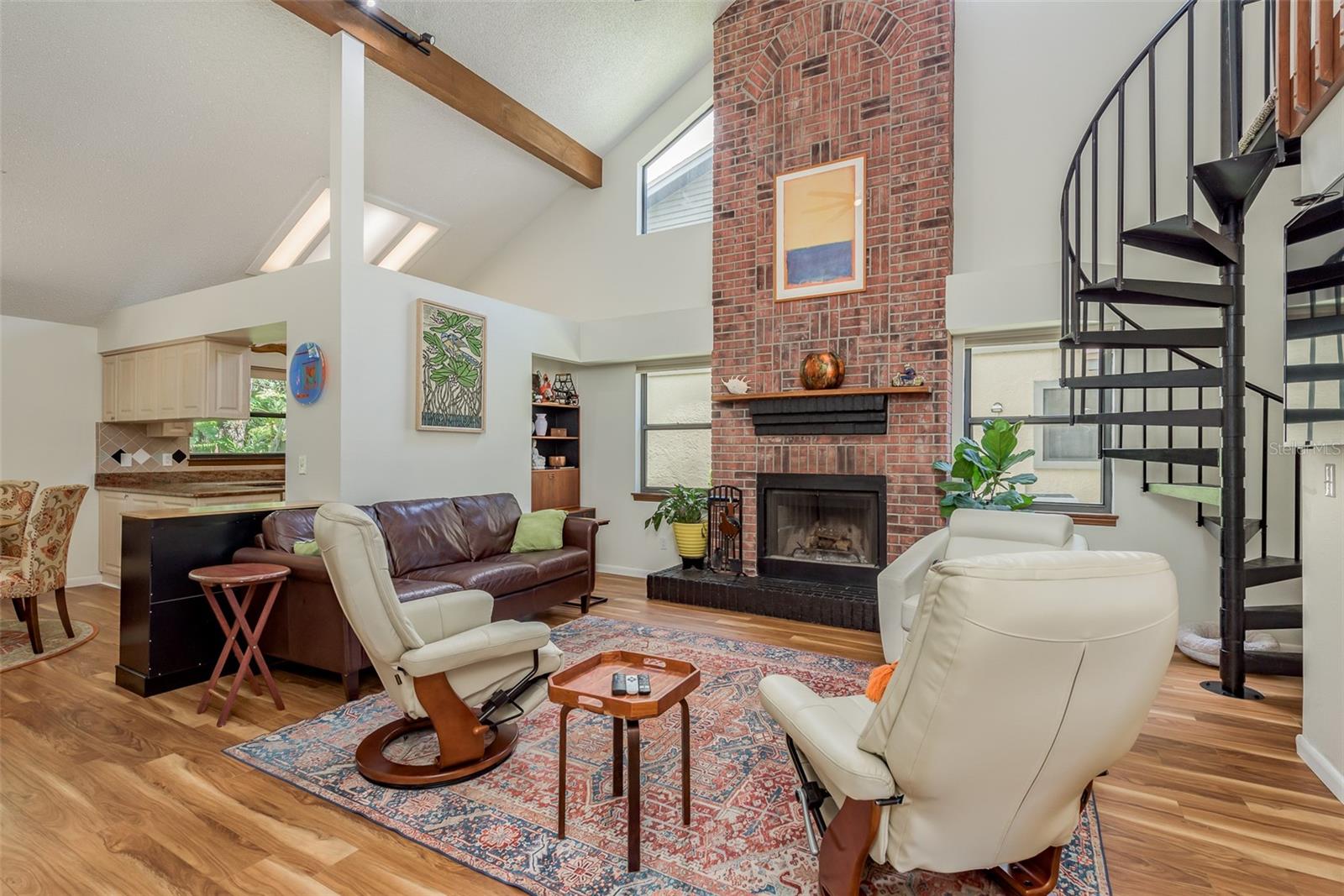 Spiral stair case leads to loft