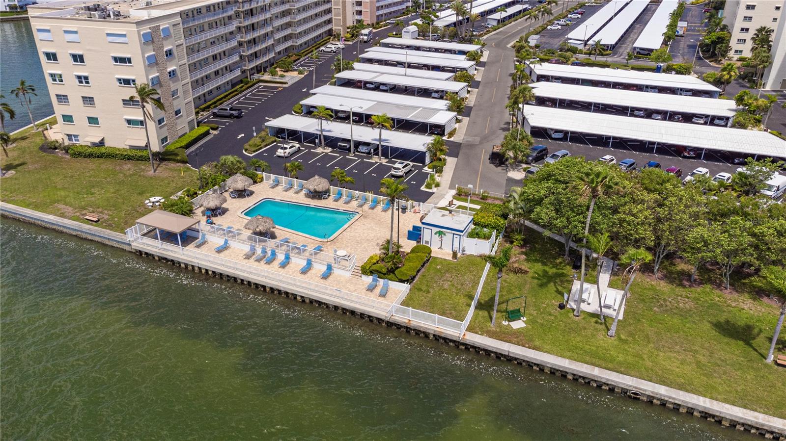 Aerial view of the one of the pools.