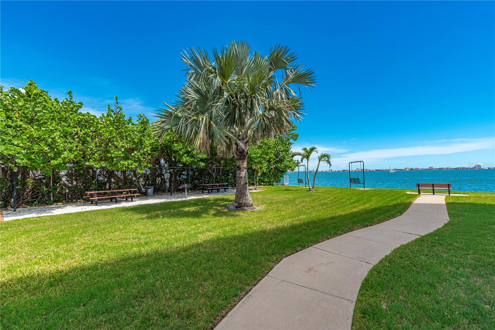 Sidewalks with water views.