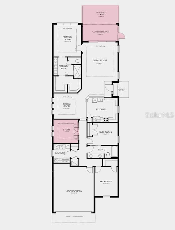 Structural options added include: study and extended screened patio.