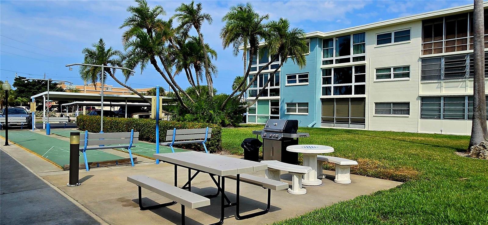 Grilling area & shuffleboard.