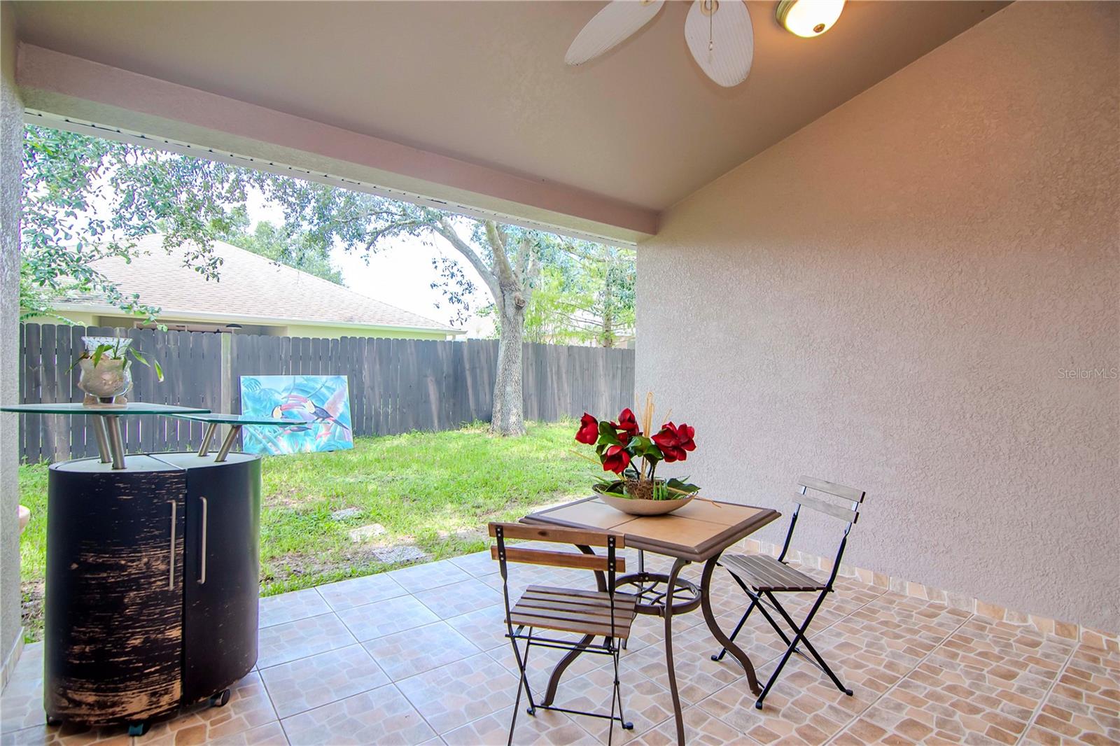 Spacious patio with elegant tile flooring