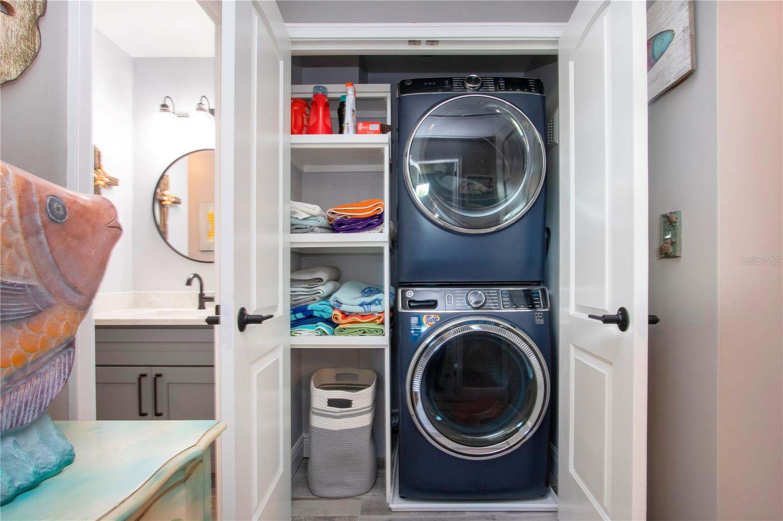 Upstairs Laundry Closet with Room for Linens