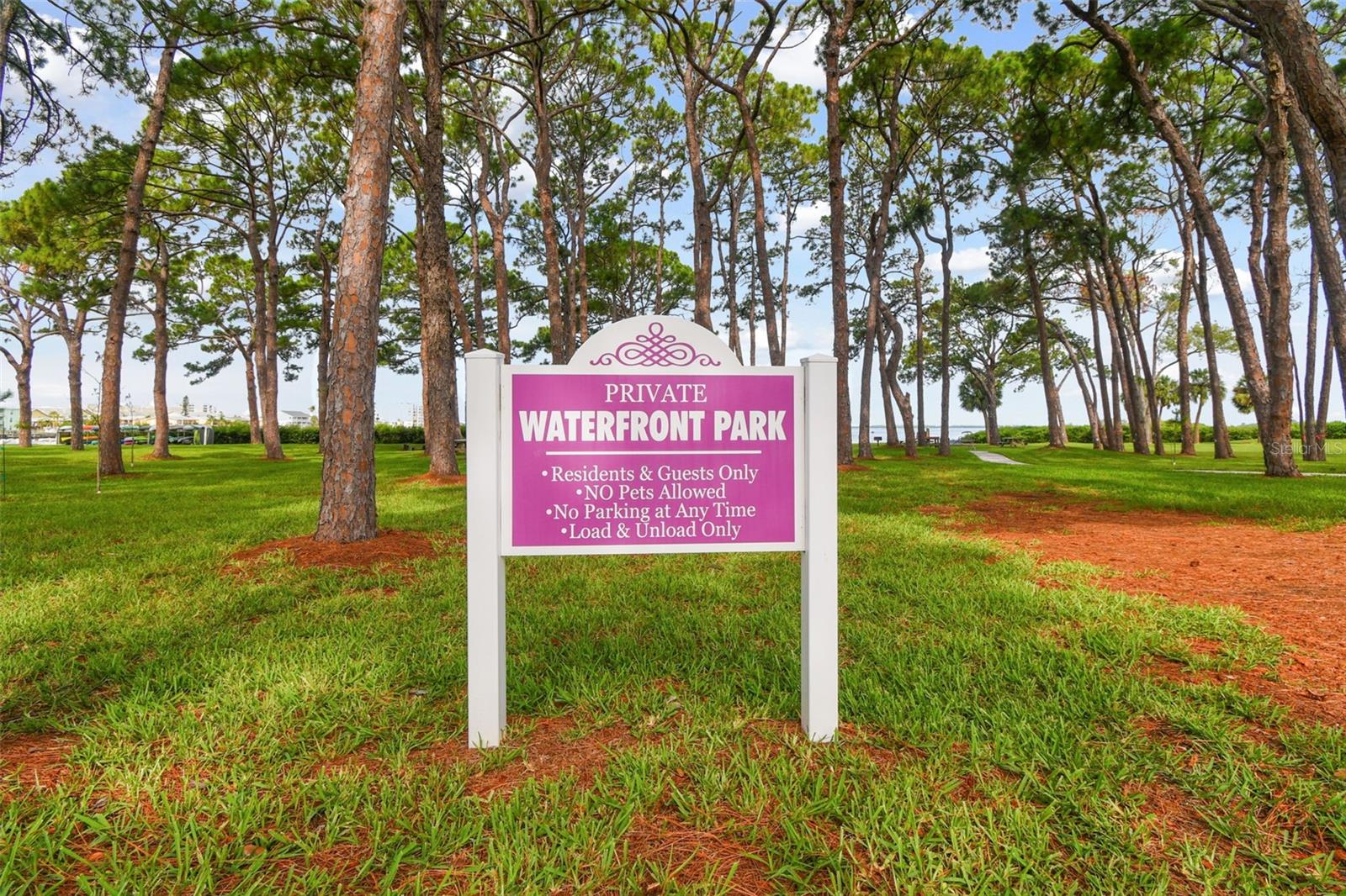 Entry to community's private waterfront park.