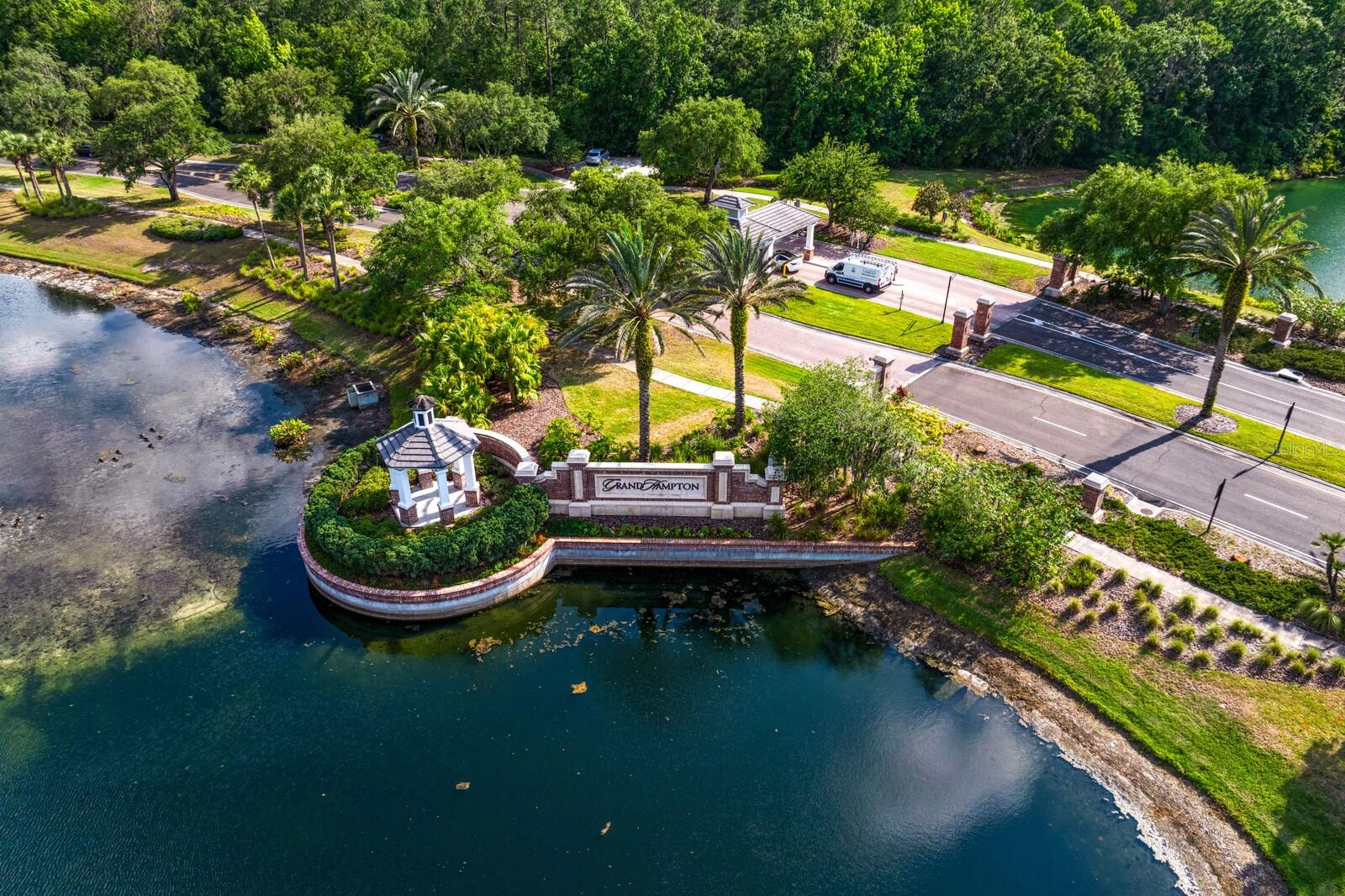 Grand Hampton Entry with 24 Hour Guard Gate.