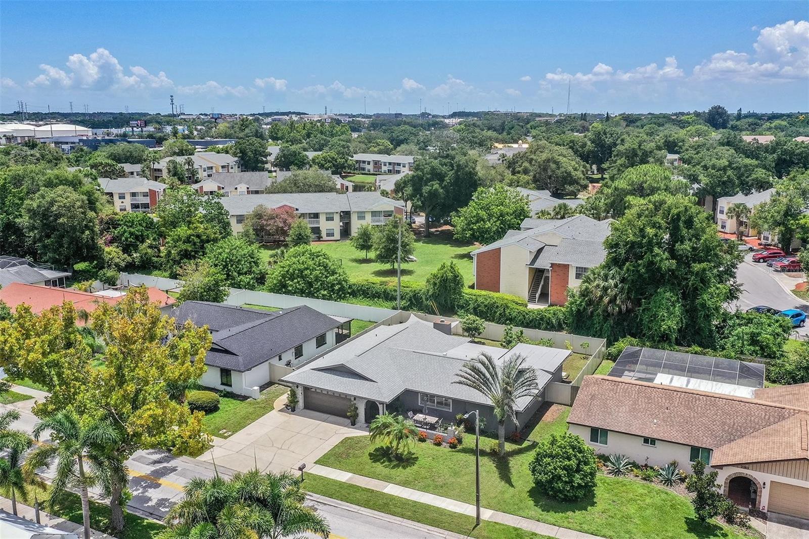 Aerial view of the house.