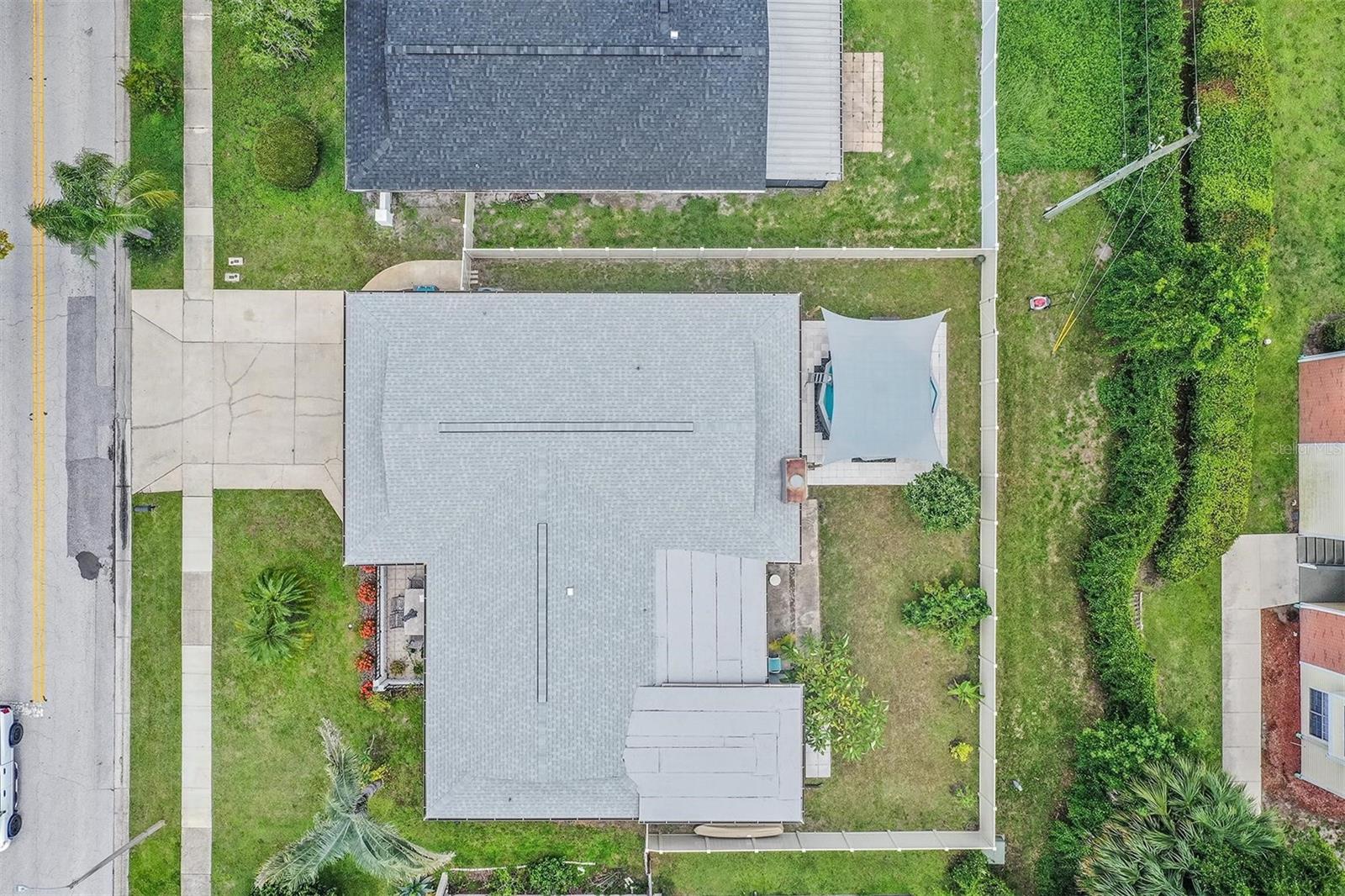 Aerial view of the house.