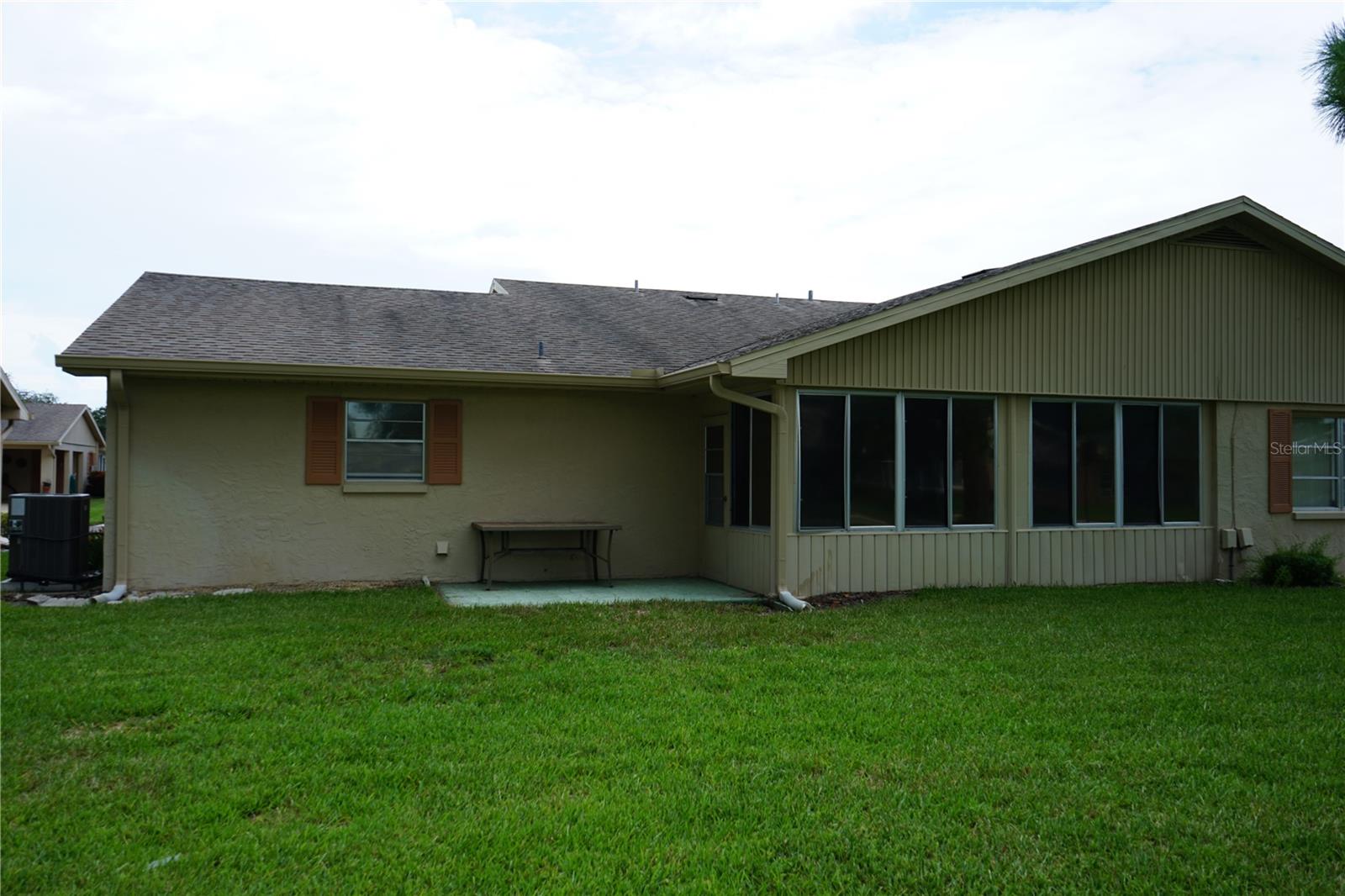 back of home has a patio